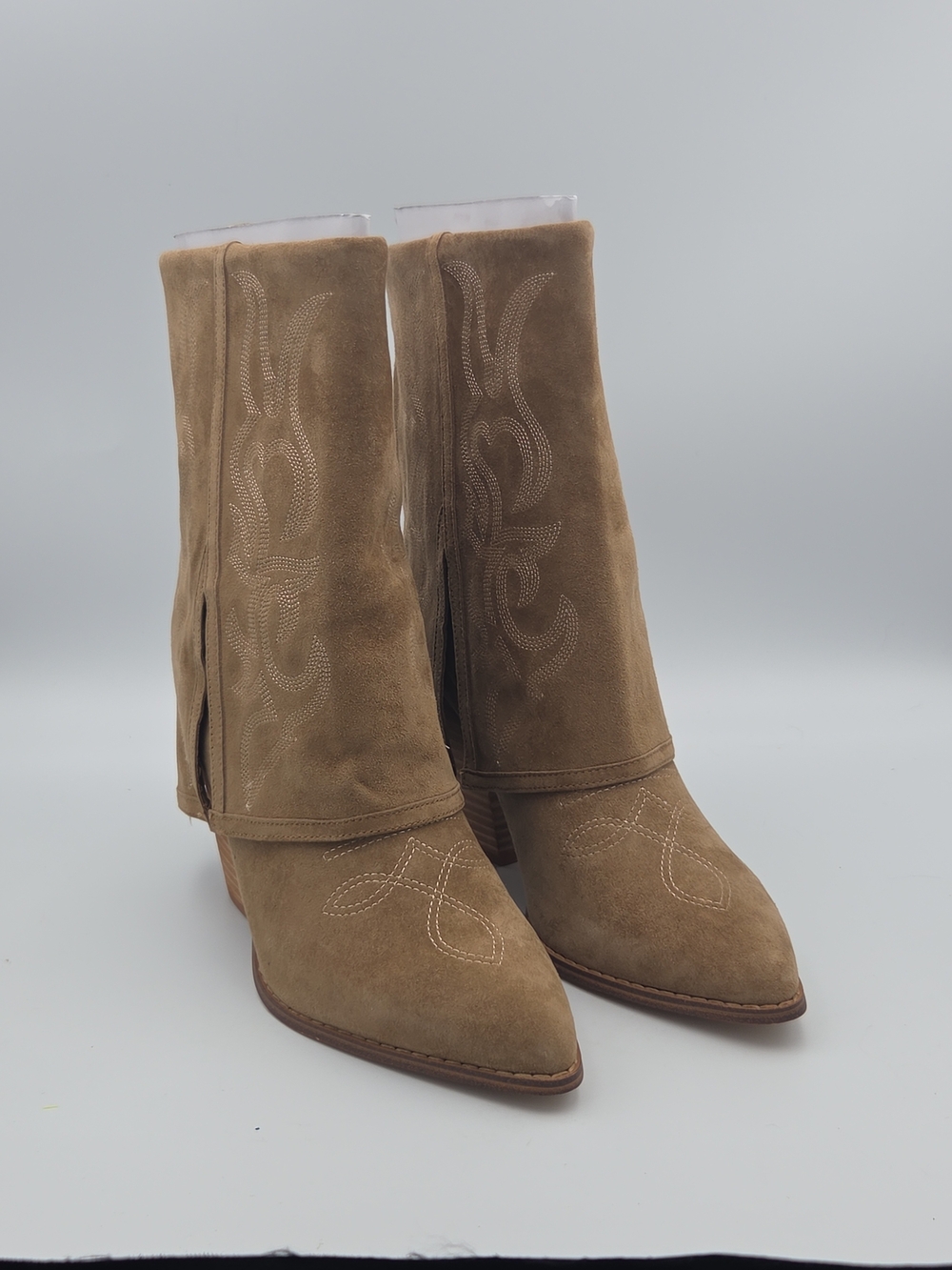 Steve Madden Taupe Suede Western Boho Ankle Boots Size 10